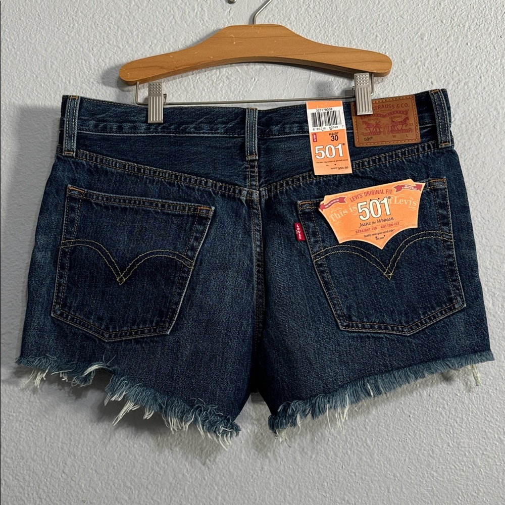 Levi's Dark Blue Denim Cutoff Shorts 501